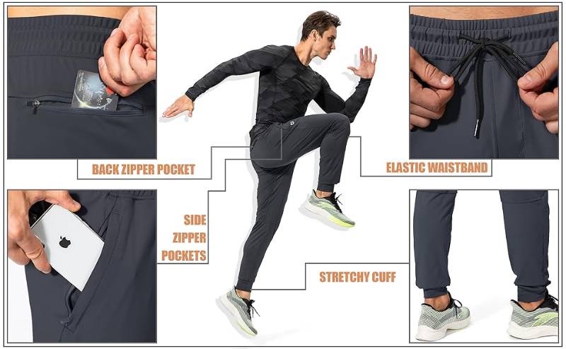 G Gradual - Pantalones deportivos para hombre con bolsillos con cierre y pantalones deportivos para correr y entrenar