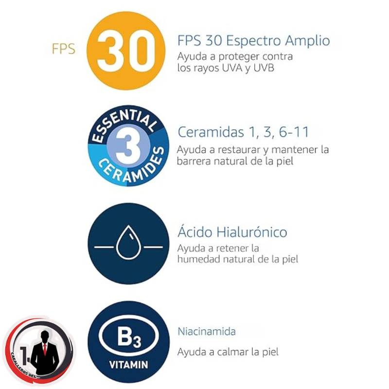 Loción hidratante facial con SPF 30 | Hidratante facial sin aceite con SPF | Formulado con ácido hialurónico, niacinamida y ceramidas