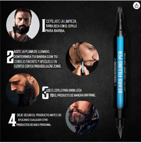 Relleno de lápiz de barba negro para hombres Lapiz para Barba de Hombre – Relleno de barba para hombres Kit de bolígrafo de llenado de barba