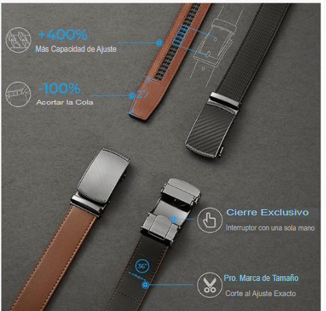 Cinturón de cuero con trinquete para hombre, ajuste personalizable, estilo sin esfuerzo