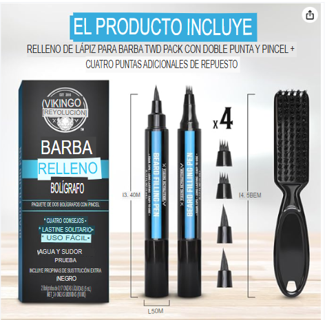 Relleno de lápiz de barba negro para hombres Lapiz para Barba de Hombre – Relleno de barba para hombres Kit de bolígrafo de llenado de barba