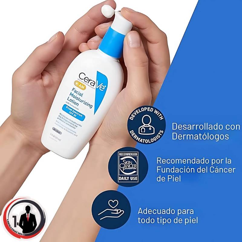 Loción hidratante facial con SPF 30 | Hidratante facial sin aceite con SPF | Formulado con ácido hialurónico, niacinamida y ceramidas