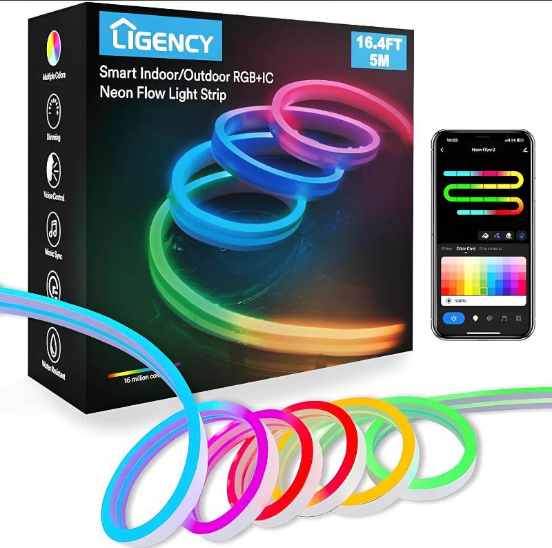 Smart Indoor/Outdoor RGB+IC Neon Flow Light Strip
