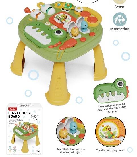 (59026) B/O Dinosaur Piano Play Desk,W/Light&Music,W/Out 2*Aaa,P.Bx
