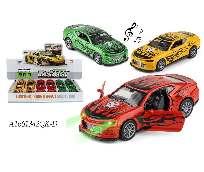(K174B16) 1:32 P/B Die-Cast Car W/Sound+Light+ 3*Ag13 Battery 12Pcs/ D Bx