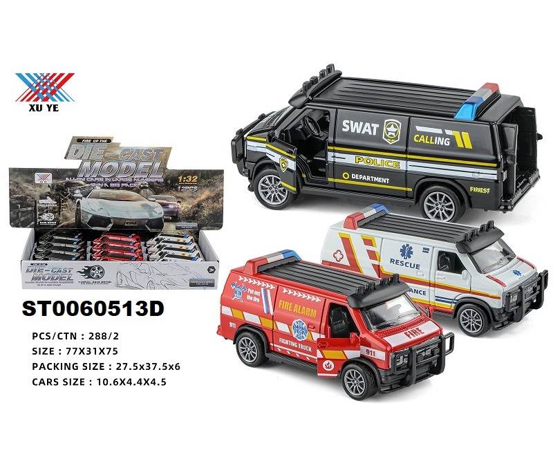 (K174A23) 1:32 P/B Die-Cast Car,3Doors Open,12Pcs/D.Bx