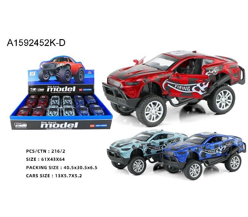 (K147A12) 1:32 P/B Die Cast Car,Open Door,3 Colors Mixed,12 Pcs/D.Box