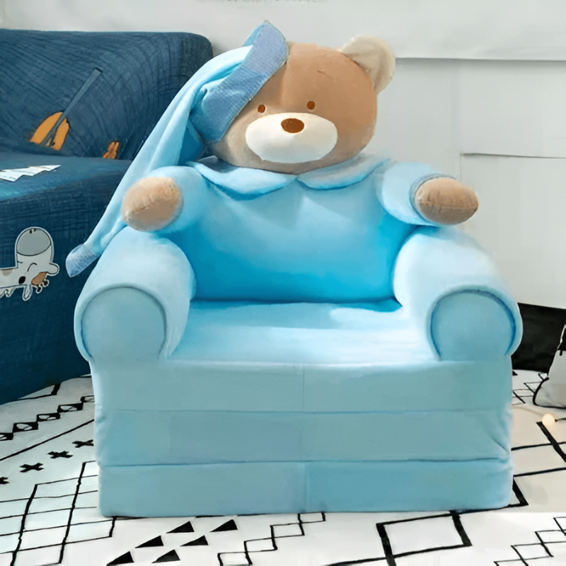 (W16) Blue Teddy Bear Sofa Seater