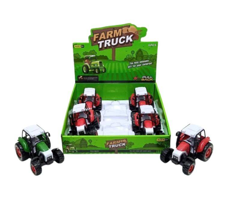 (955-83) P/B Metal Farm Truck.2 Color,6 Pcs/D.Bx