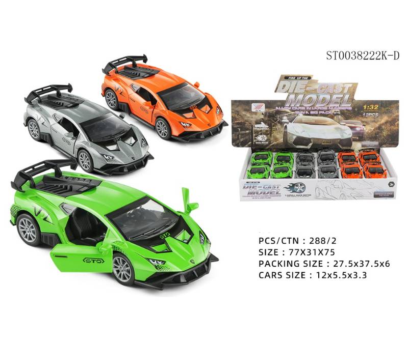 (K174A29) 1:32 Alloy P/B Car 12Pcs/D.Bx