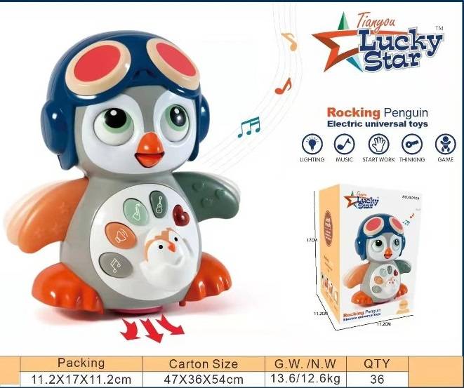 (8001CA) B/O Rocking Penguin W/Light&Music Pb