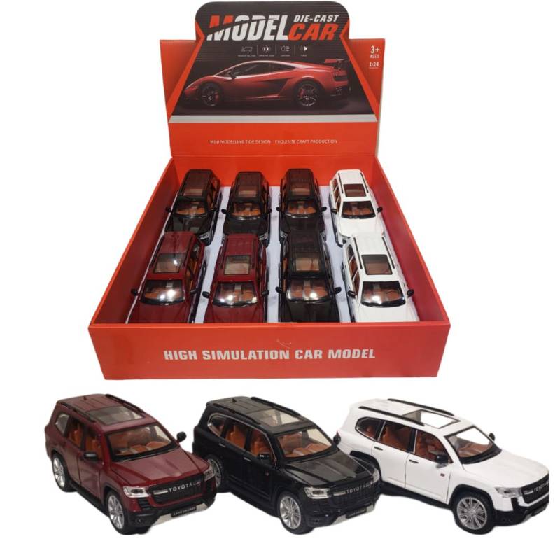 (1900-202) 1:24 P/B Die-Cast Car,Open 6 Doors W/Light Sound.3 Colour Mix W/3*Ag13 8Pcs/D.Bx