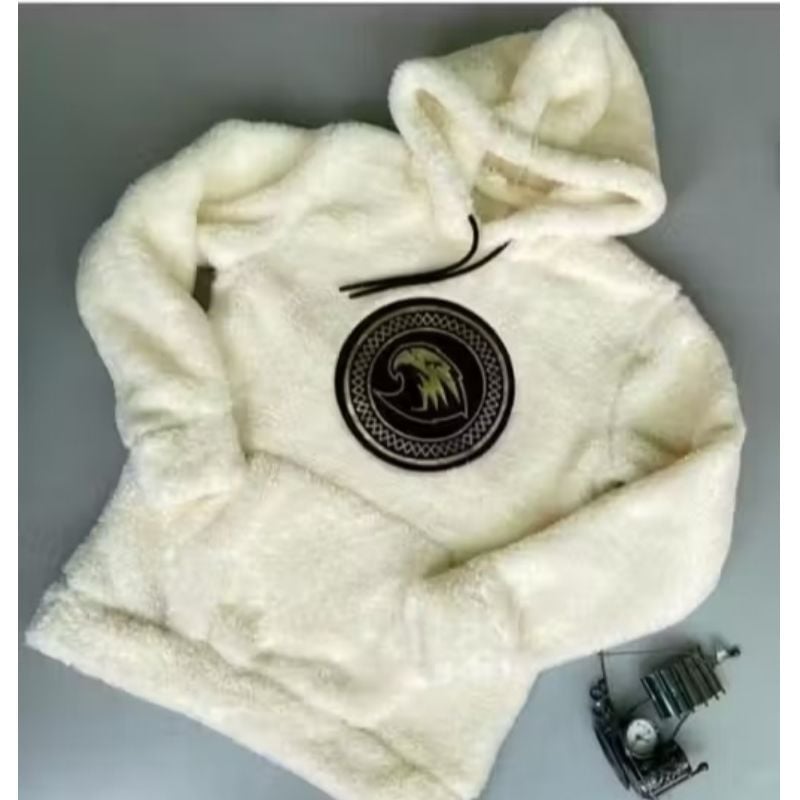 WHITE MEN SWEATSHIRT HOODIE FULL SLEEVES WOOL BEST FABRIC WINTER WEAR