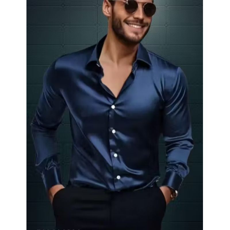 Men's New Fashionable Regular/Stylish Fit Plain Solid Spread Collar Casual Shirt - Nevyblue & Marun