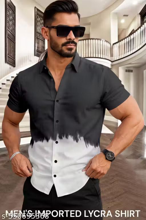 Stylish White Lycra Spread Collar Shirt: Ideal for Casual and Formal Wear :