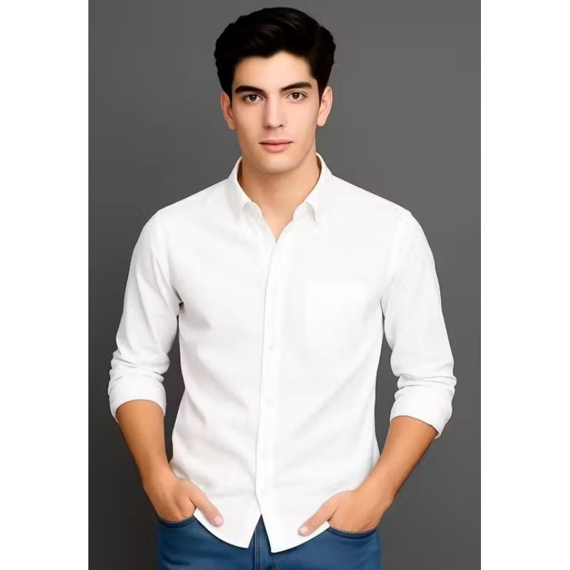 Vooz Men White Giza Cotton Shirt