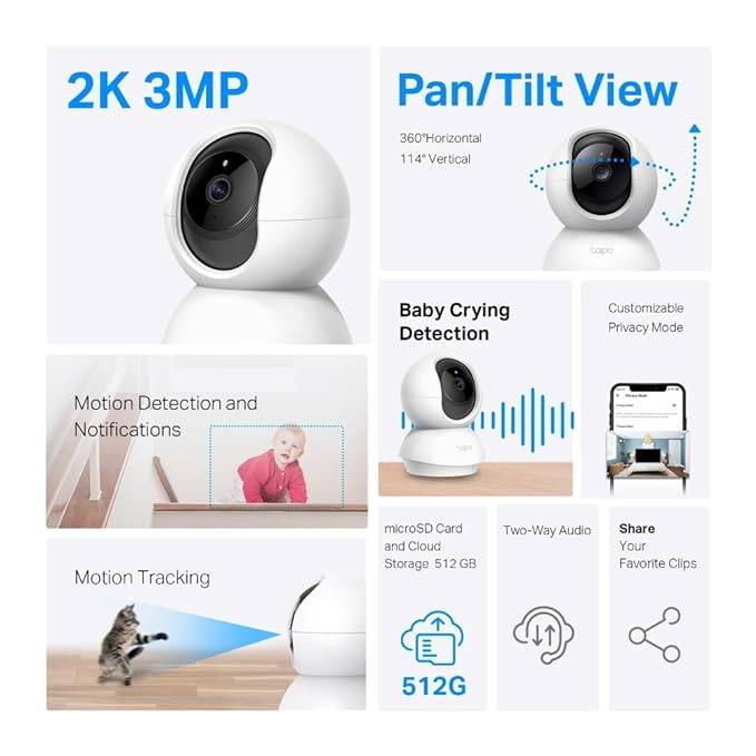 Tapo C210 3MP Camera with Installation and 128GB SD Card