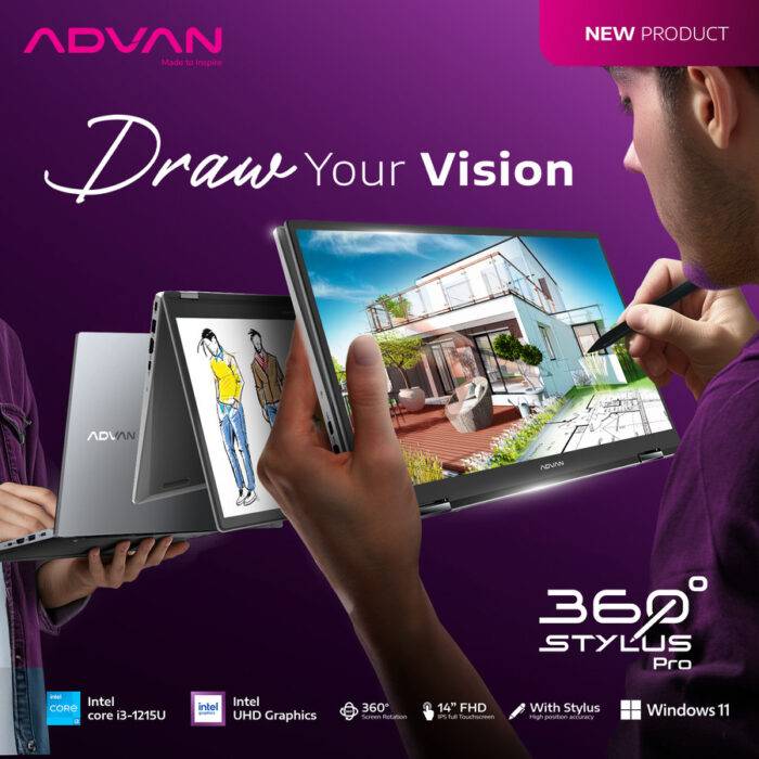 ADVAN Stylus Pro Core i3-1215U RAM 8GB SSD 256GB Windows 11