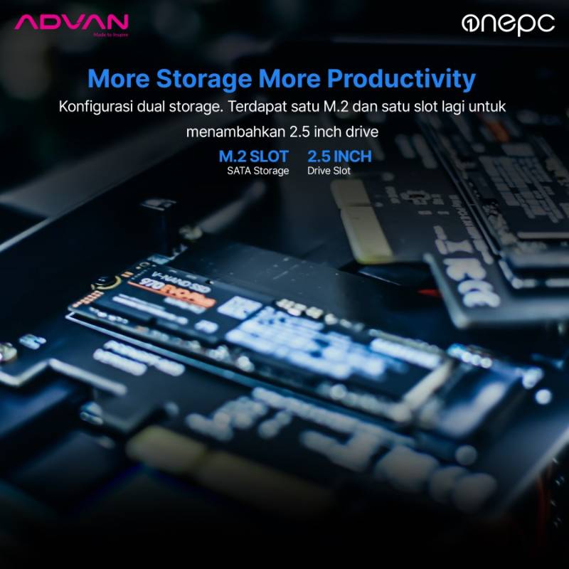 ADVAN AIO OnePC Celeron N100 RAM 4GB SSD 128GB 24" FHD Windows 11 Grey