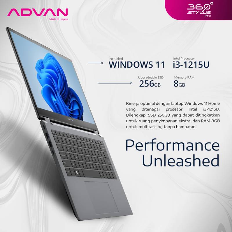 ADVAN Stylus Pro Core i3-1215U RAM 8GB SSD 256GB Windows 11