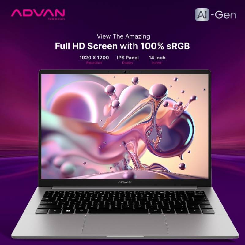 ADVAN AI Gen AMD Ryzen 7-8845HS RAM 16GB SSD 512GB 14" FHD IPS Windows 11