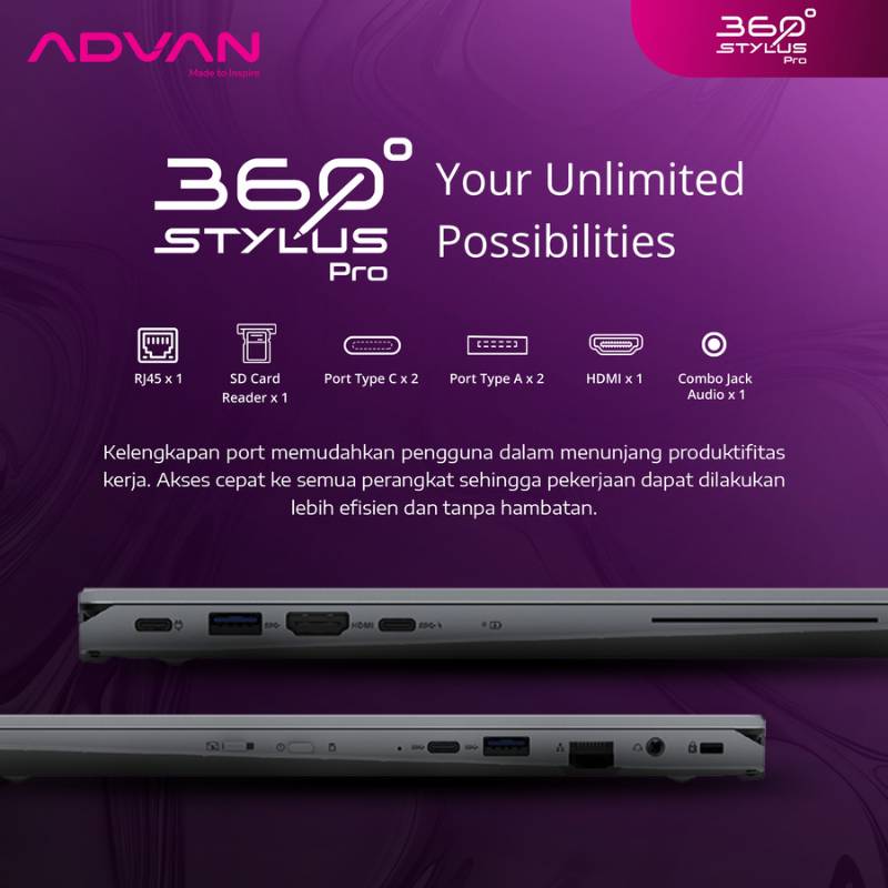 ADVAN Stylus Pro Core i3-1215U RAM 8GB SSD 256GB Windows 11