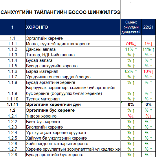 Санхүүгийн тайлангийн шинжилгээ 1 жил