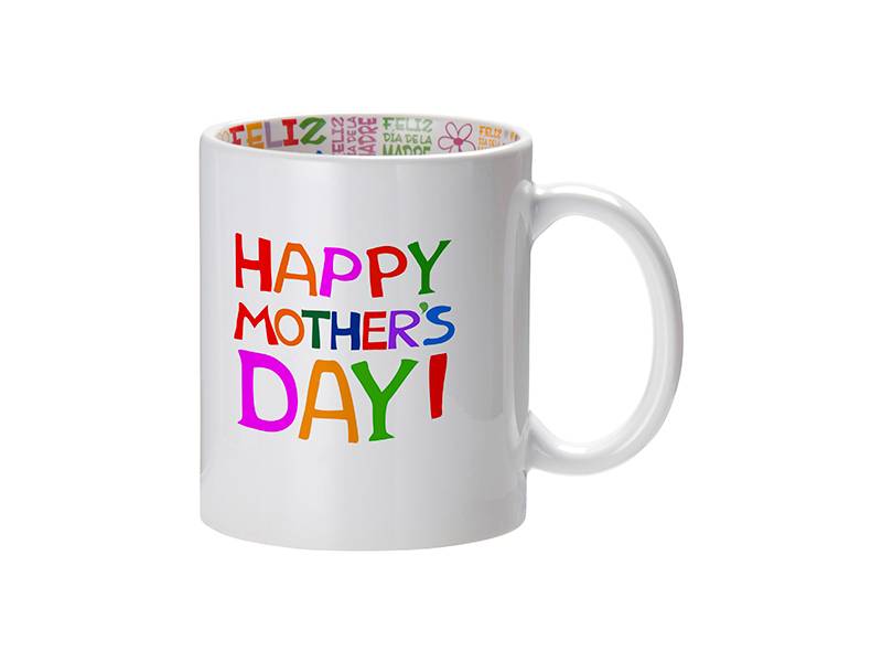 TAZAS BLANCAS 11ONZ INTERIOR FELIZ DIA DE LAS MADRES