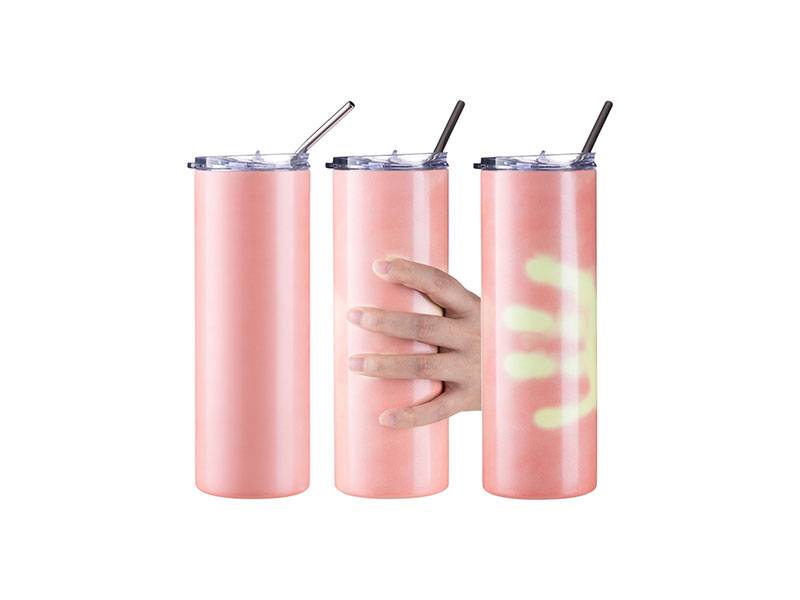 Vasos Cambio de Color al Calor (Naranja a Amarillo) 20oz/600ml Tapa y Sorbete - Acero Inoxidable