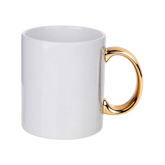Taza de Ceramica con Asa dorada 11onz Sublimacion