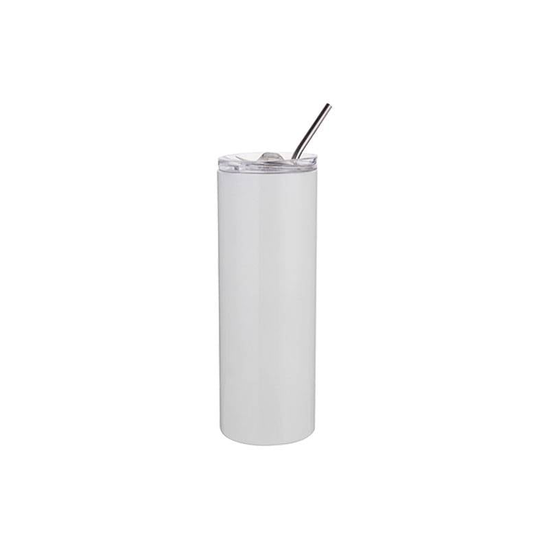 Vasos (Blanco) 20oz/600ml Tapa y Sorbete - Acero Inoxidable