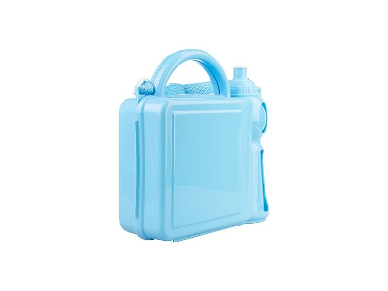 Lonchera Plastica Azul Claro con Termo mas Metal para Sublimacion