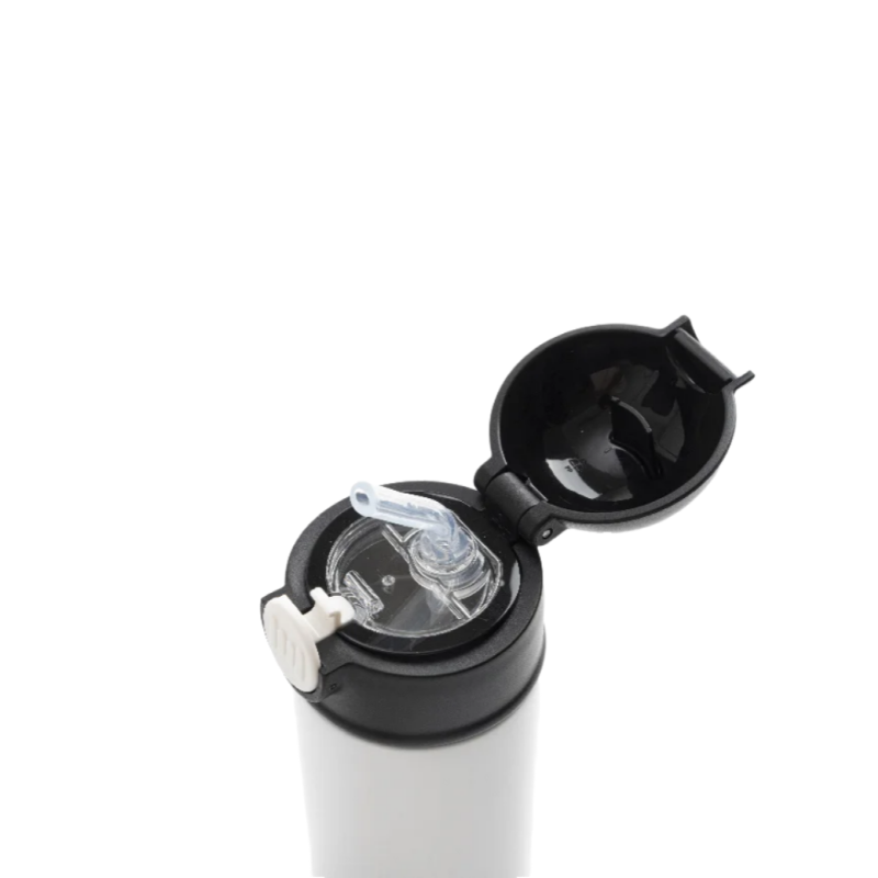 Termos Blanco con Tapa Negra y Sorbete - 12oz/360mL