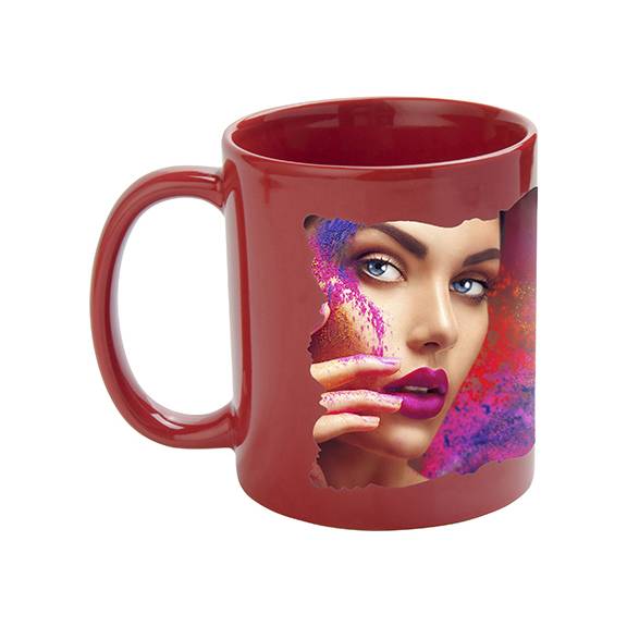 TAZAS FULL COLOR ROJO CON PARCHO BLANCO 11ONZ SUBLIMACION