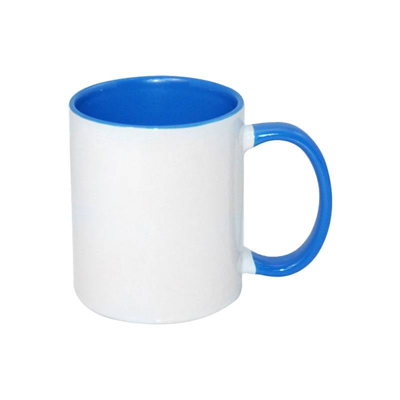 TAZAS BLANCAS INTERIOR Y ASA AZUL CLARO 11 ONZ