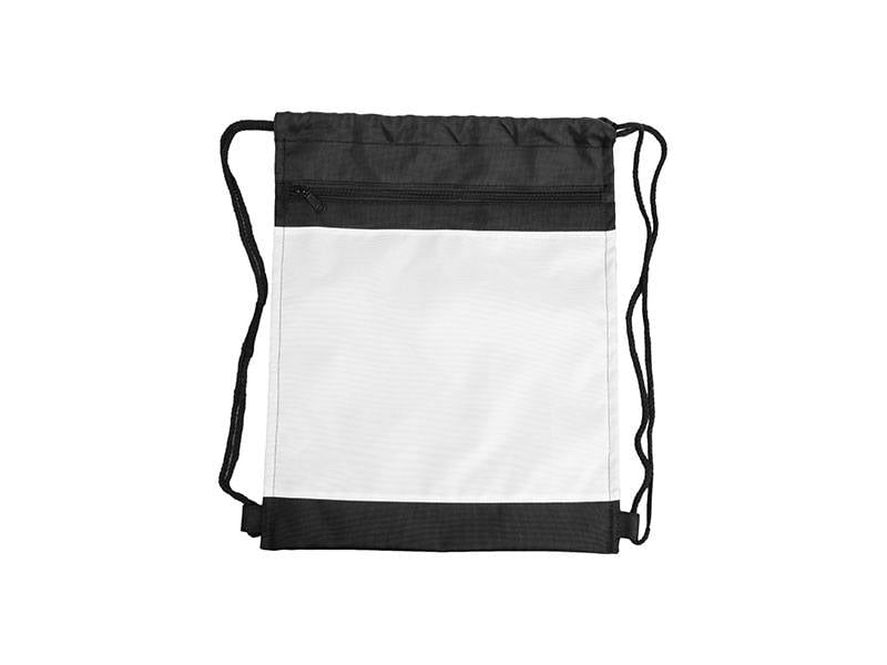 MOCHILA NEGRA CORDON NEGRO SUBLIMACION AREA IMPR. 10.5''X14'' COMPLETA 14''X16.5''