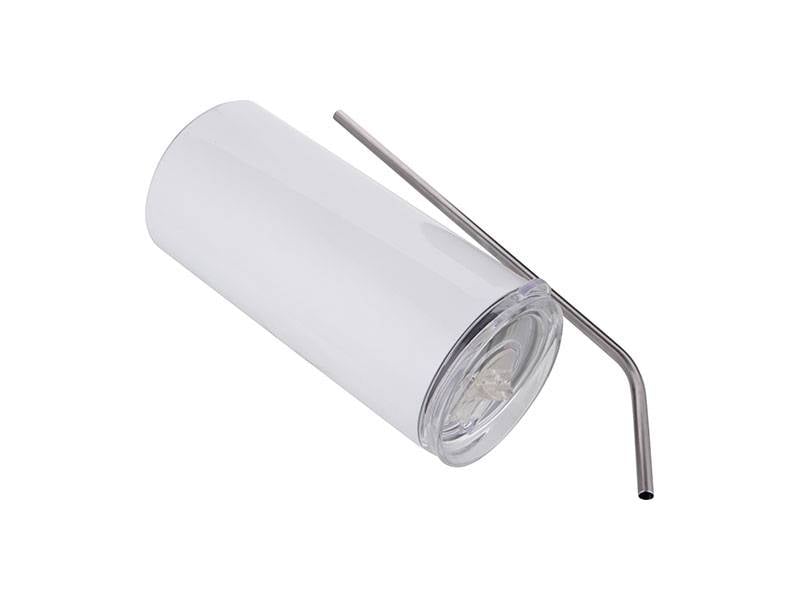 VASO BLANCO DE ACERO INOXIDABLE PARA SUBLIMACION CON SORBETE Y TAPA 16ONZ