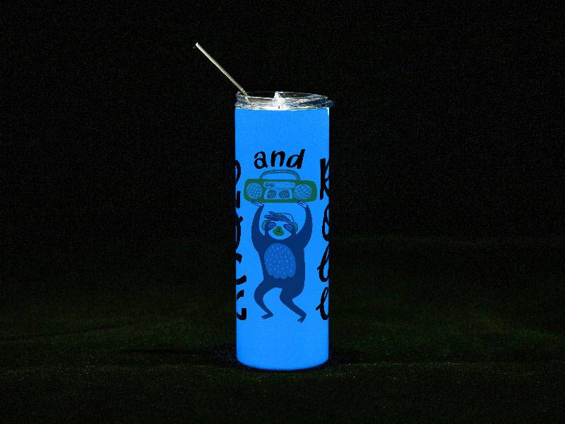 Vasos luminosos (Blanco a Azul) 20oz/600ml Tapa y Sorbete - Acero Inoxidable