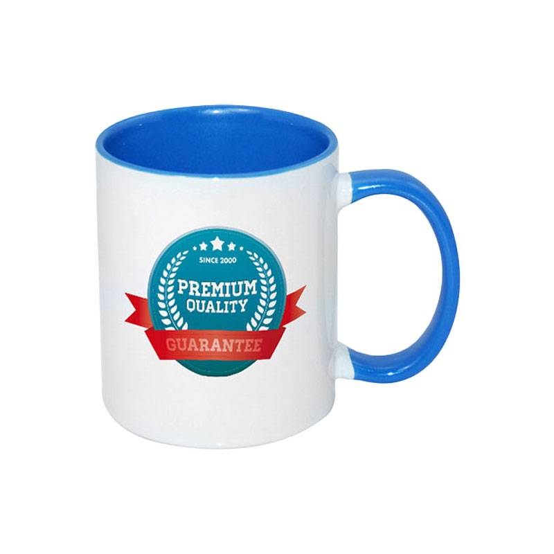 TAZAS BLANCAS INTERIOR Y ASA AZUL CLARO 11 ONZ
