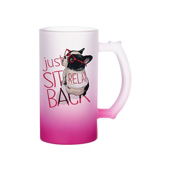 JARRA DE CERVEZA ROSA DEGRADADO 16 ONZ SUBLIMACION