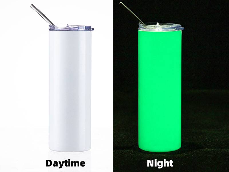 Vasos luminosos (Blanco a Verde) 20oz/600ml Tapa y Sorbete - Acero Inoxidable