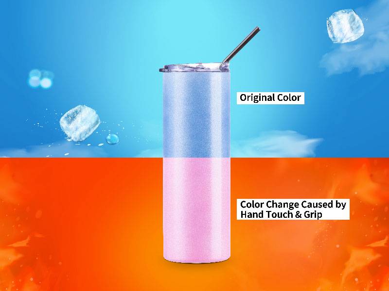 Vasos Cambio de Color al Calor (Azul a Rosado) 20oz/600ml Tapa y Sorbete - Acero Inoxidable