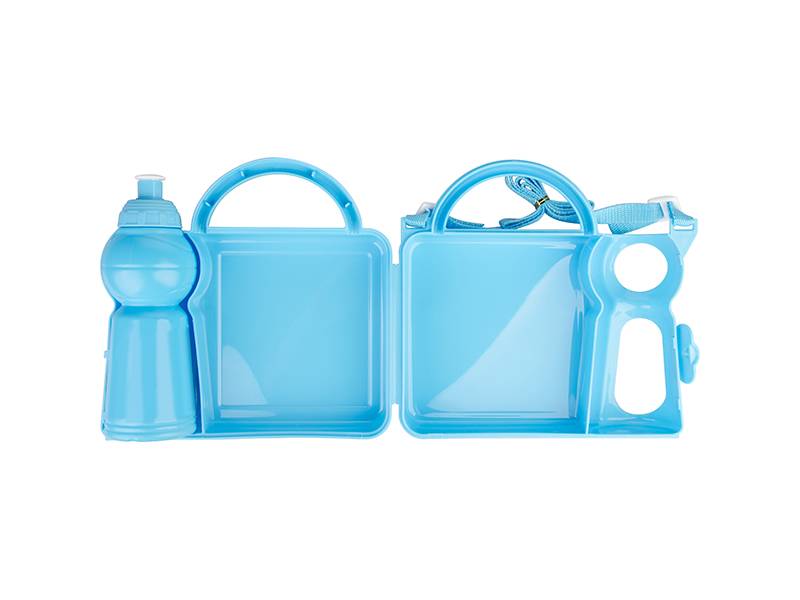 Lonchera Plastica Azul Claro con Termo mas Metal para Sublimacion