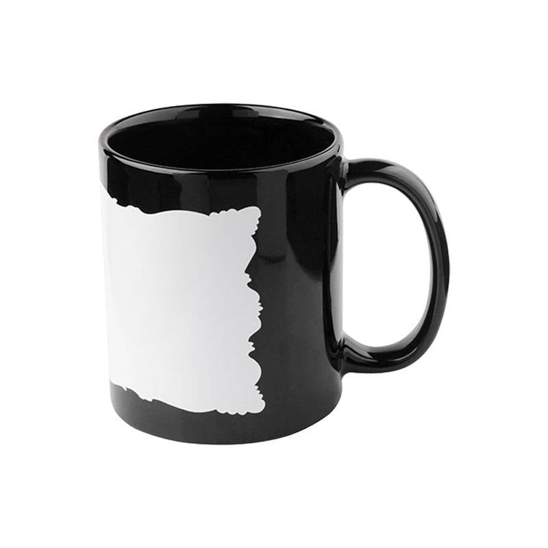 TAZAS FULL COLOR NEGRA CON PARCHO BLANCO 11ONZ SUBLIMACION