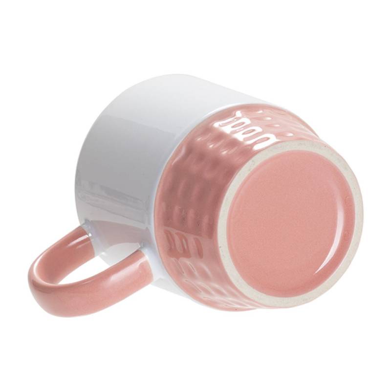 TAZA BLANCA APILABLE INTERIOR Y ASA ROSA CLARO 10onz