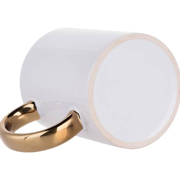 Taza de Ceramica con Asa dorada 11onz Sublimacion