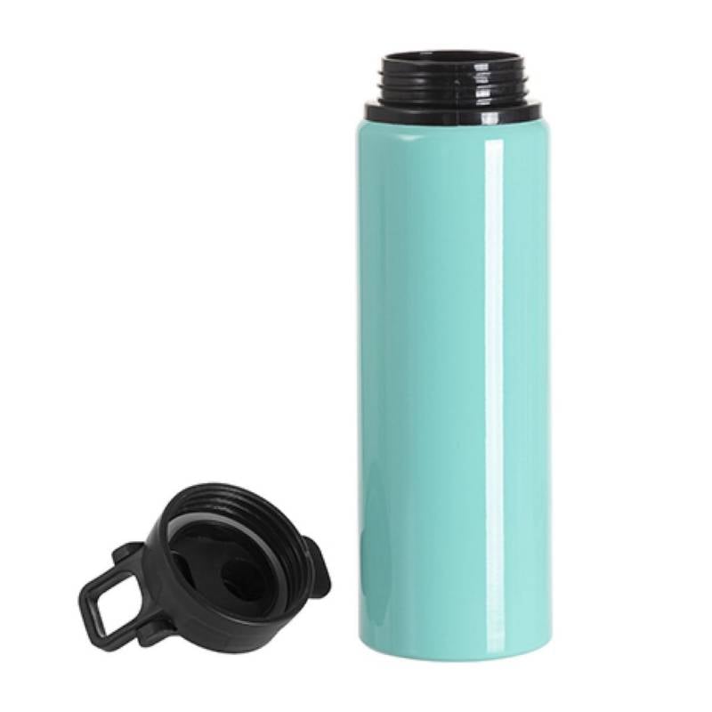 Botella de Aluminio Verde Menta con Tapa Negra 750mL