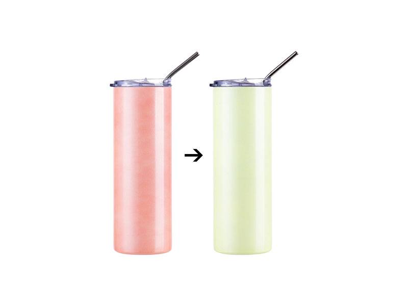 Vasos Cambio de Color al Calor (Naranja a Amarillo) 20oz/600ml Tapa y Sorbete - Acero Inoxidable