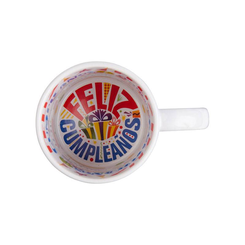 TAZAS BLANCAS 11ONZ INTERIOR FELIZ CUMPLEAñOS