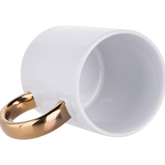 Taza de Ceramica con Asa dorada 11onz Sublimacion